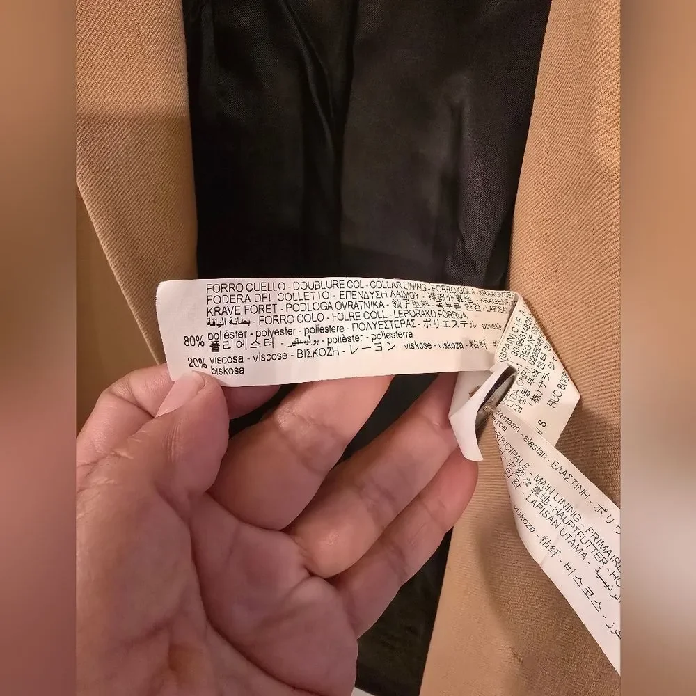 Zara Oversized Single-button Blazer In Tan Size Small - Picture 8 of 14